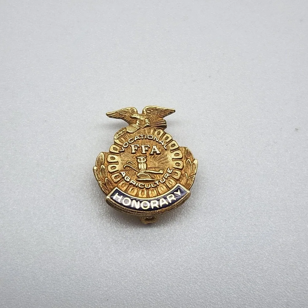 Vintage FFA Lapel Pin Honorary Eagle 10k Yellow Gold Filled Brooch Future Farmer